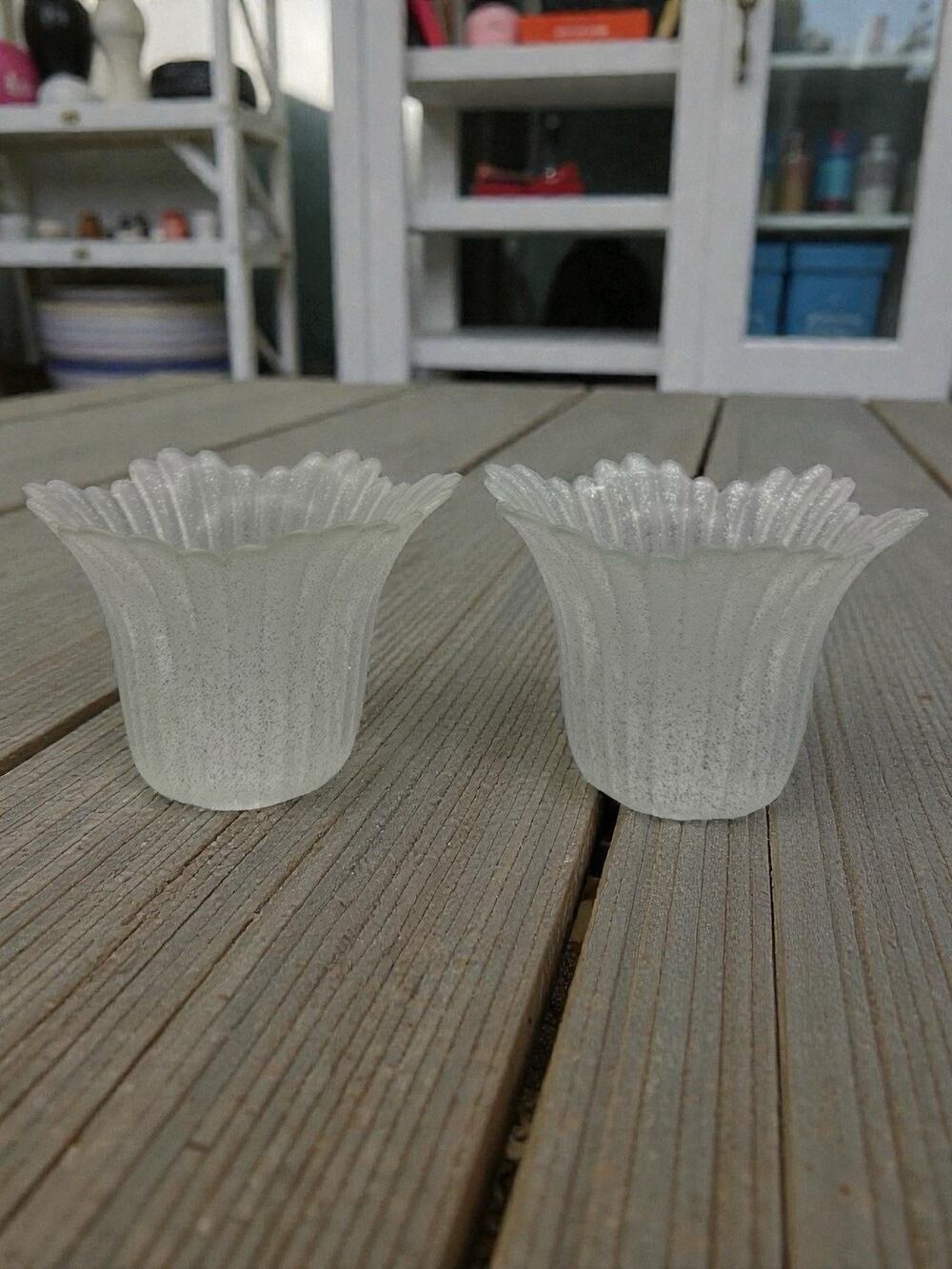2 Murano Blown Glass Dish Candle Vetro Eseguito Secondo la Tecnica Dei Maestri